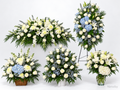 Forever Cherished five-piece white and blue sympathy flower collection by Menvilay