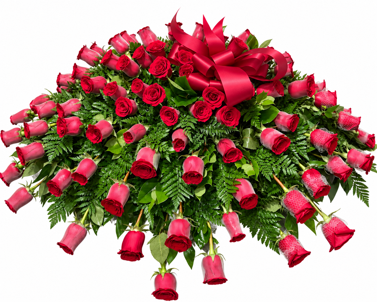 Forever Devoted red rose memorial arrangement by Menvilay