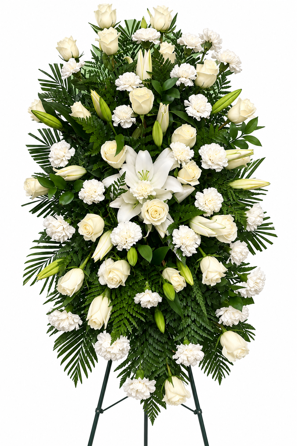 Heaven's Embrace white sympathy floral arrangement by Menvilay