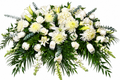 Peaceful Devotion white casket floral arrangement by Menvilay